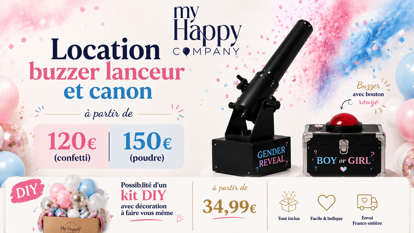 organiser une gender reveal location buzzer gender reveal