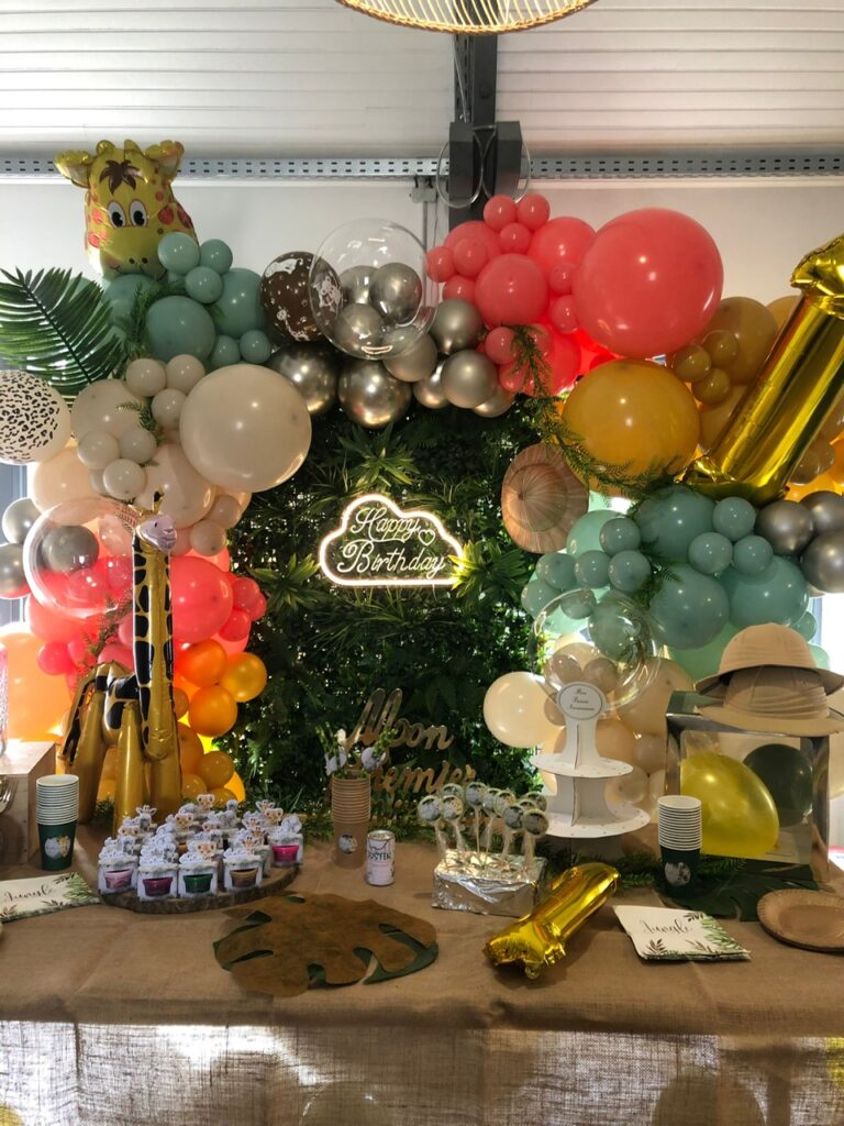 arche de ballons thème jungle organisation décorateur anniversaire morbihan loire atlantique enfant adulte