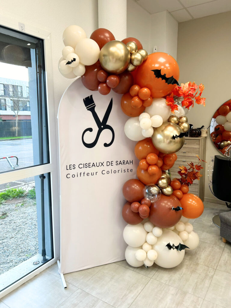 arche de ballons halloween noel paques anniversaire ouverture inauguration entreprise boutique centre commercial Morbihan Loire Atlantique Bretagne,