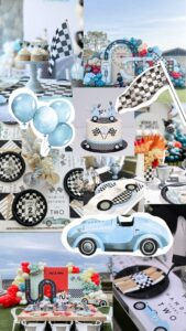 décoration anniversaire voiture de courses vintage arche de ballon my happy company Morbihan Bretagne loire atlantique