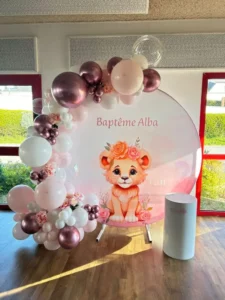 décorateur baptême arche de ballons toile personnalisée Morbihan Bretagne loire atlantique