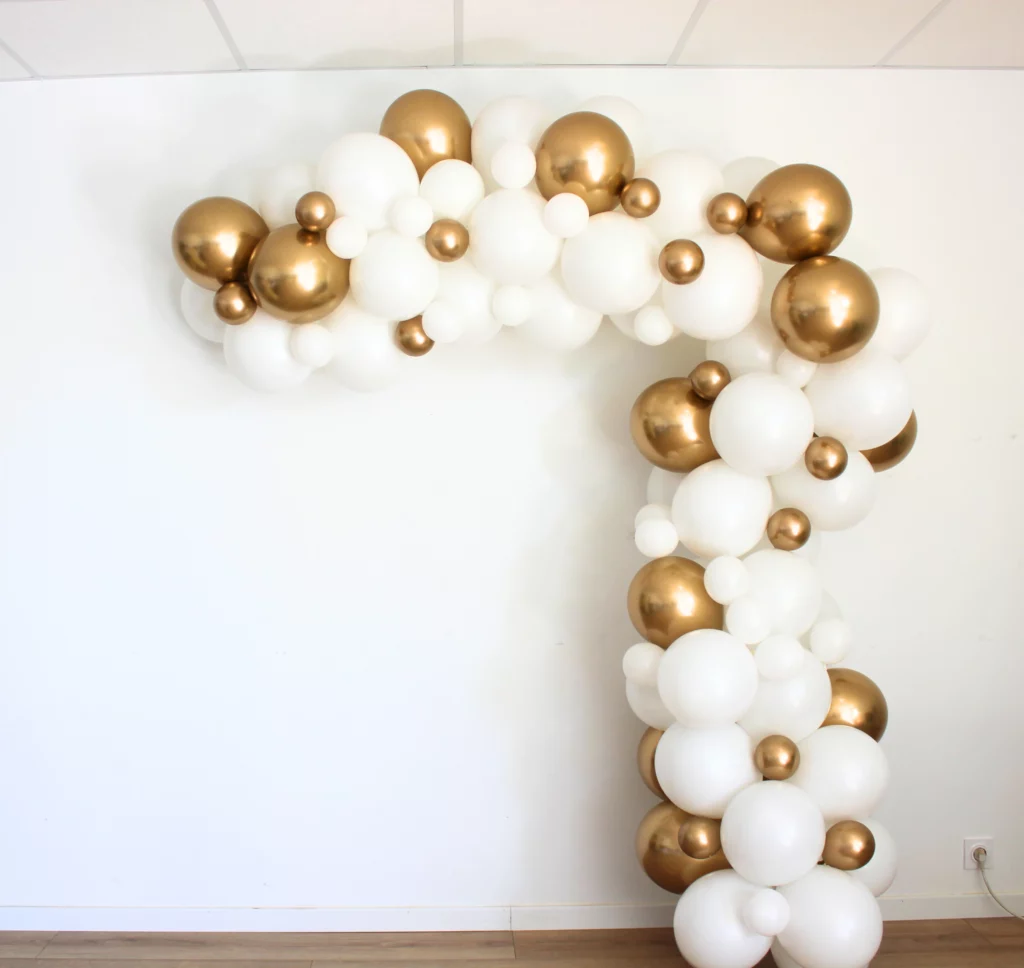 Arche de ballons Blanc Doré Arche au metre My Happy Company Ma Décor Box Morbihan