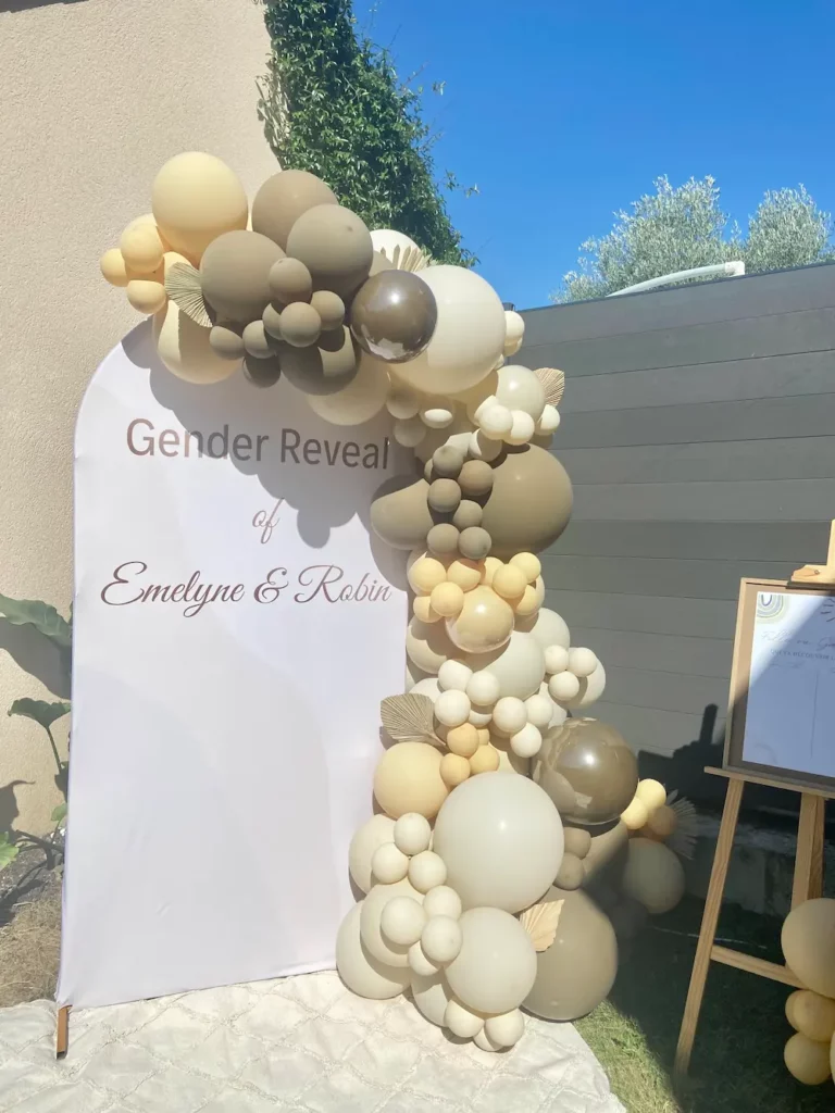 décorateur gender reveal arche de ballons toile personnalisée Morbihan Bretagne loire atlantique