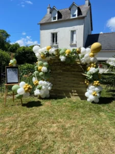 décorateur gender reveal arche de ballons toile personnalisée Morbihan Bretagne loire atlantique location buzzer gender reveal