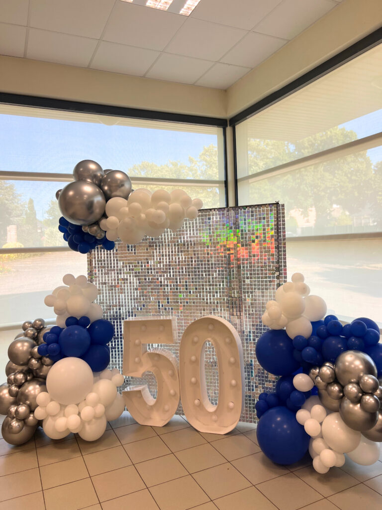 mur à paillette arche de ballon chiffre lumineux 50 Morbihan Bretagne Loire Atlantique