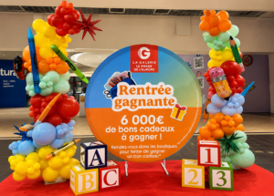 fond personnalisé toile personnalisé professionnel centre commercial arche de ballons