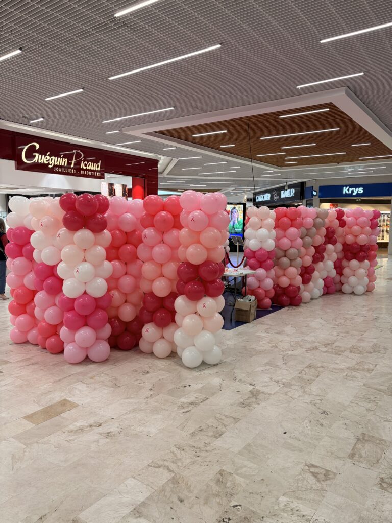 décoration octobre rose arche de ballons octobre rose Morbihan Bretagne Nantes rennes paris
